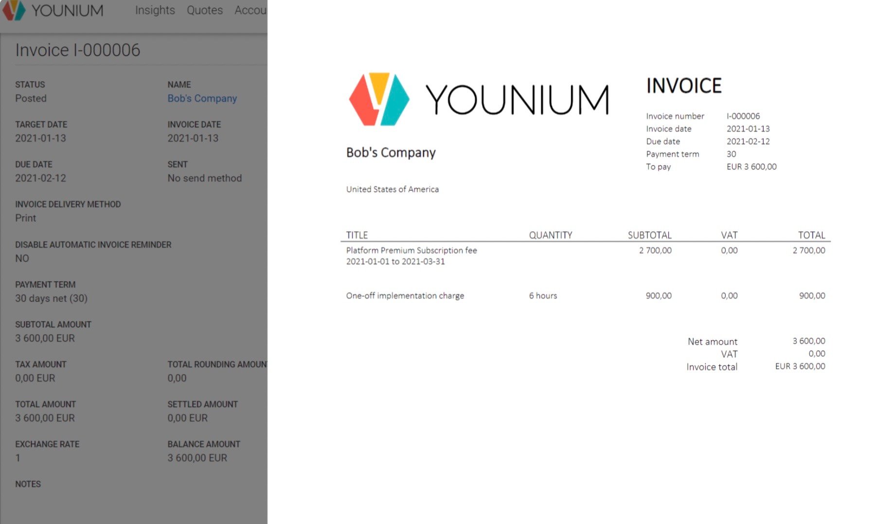 Younium Invoices